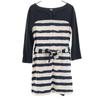 Border Pattern Long Sleeve Mini Dress PO Navy Women Used