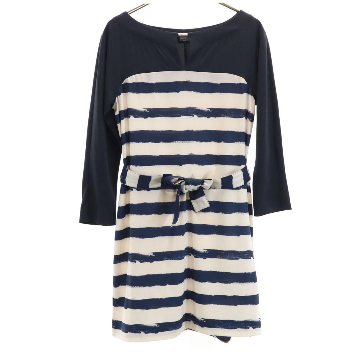 

ARMANI EXCHANGE Border Pattern Long sleeve mini dress PO Navy Women Used