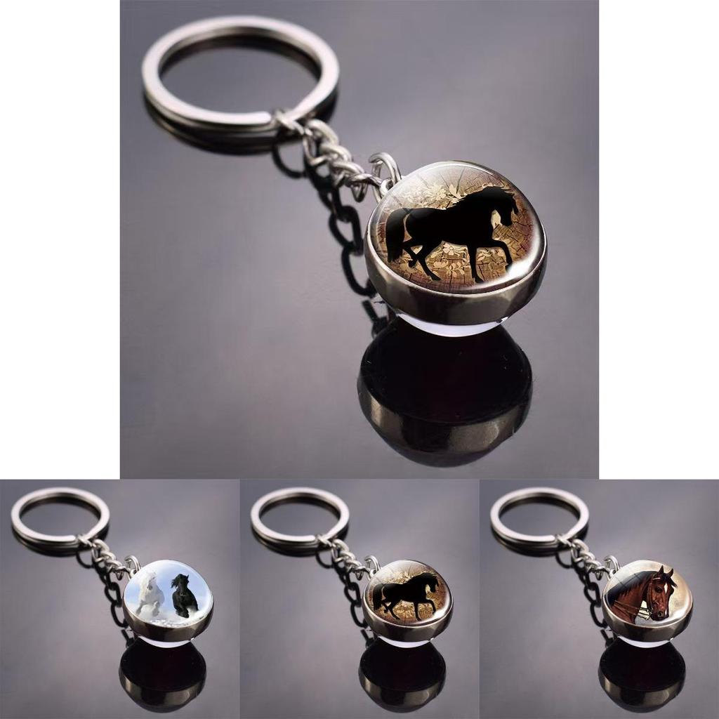 Glass Key Tag With Animal Motif And Round Shape For Gift And Everyday Carry