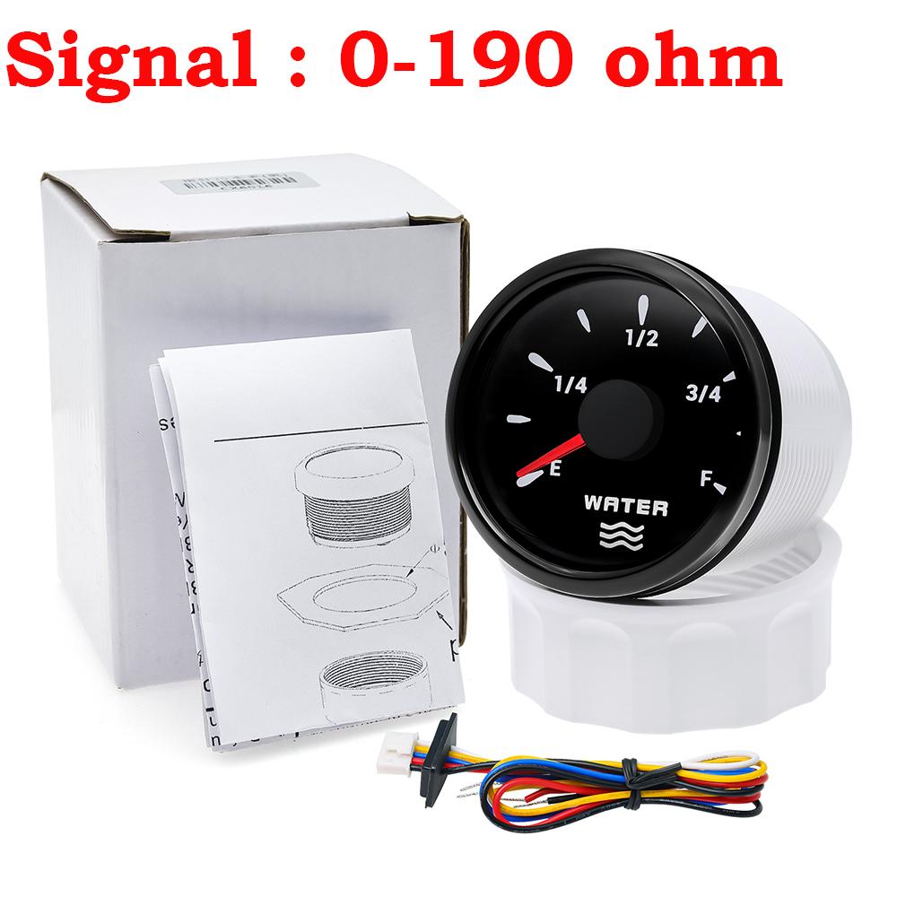 52mm Waterproof Car Boat Water Level Gauge 7 Color Backlight 0~190ohm Water Tank Gauge Water Level Meter For Liquid Level Sensor