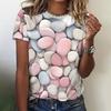 3d Colorful Stones Print Tshirt For Women Summer Fashion Casual Loose T Shirt Oversized Short Sleeve O-Neck Tops Design Clothing
