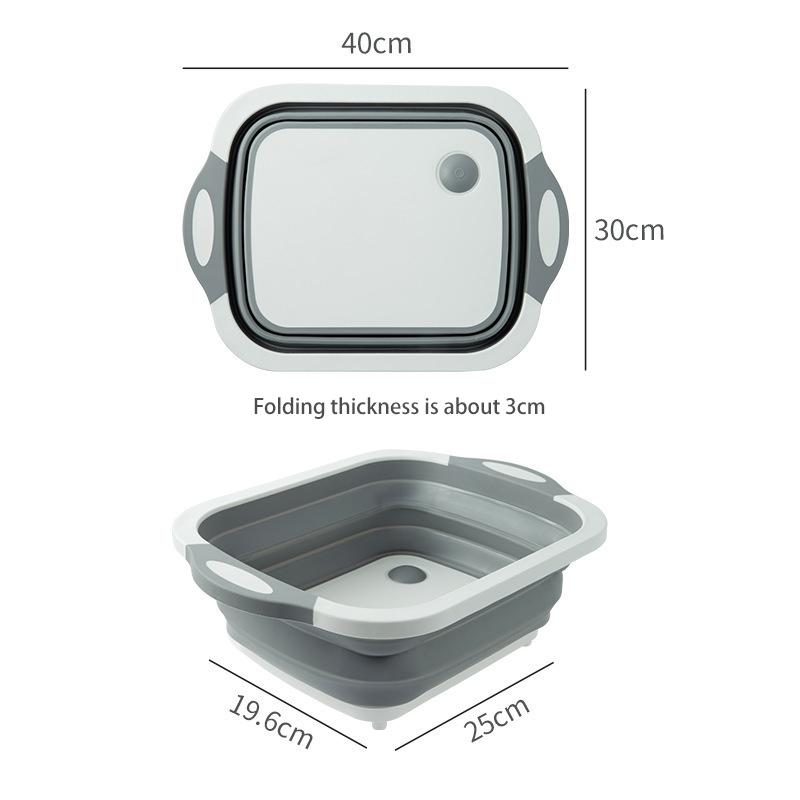 Multifunctional 3 In 1 Folding Cutting Board Drain Basket Collapsible Vegetable Basin Chopping Blocks Kitchen Organizer Supplies