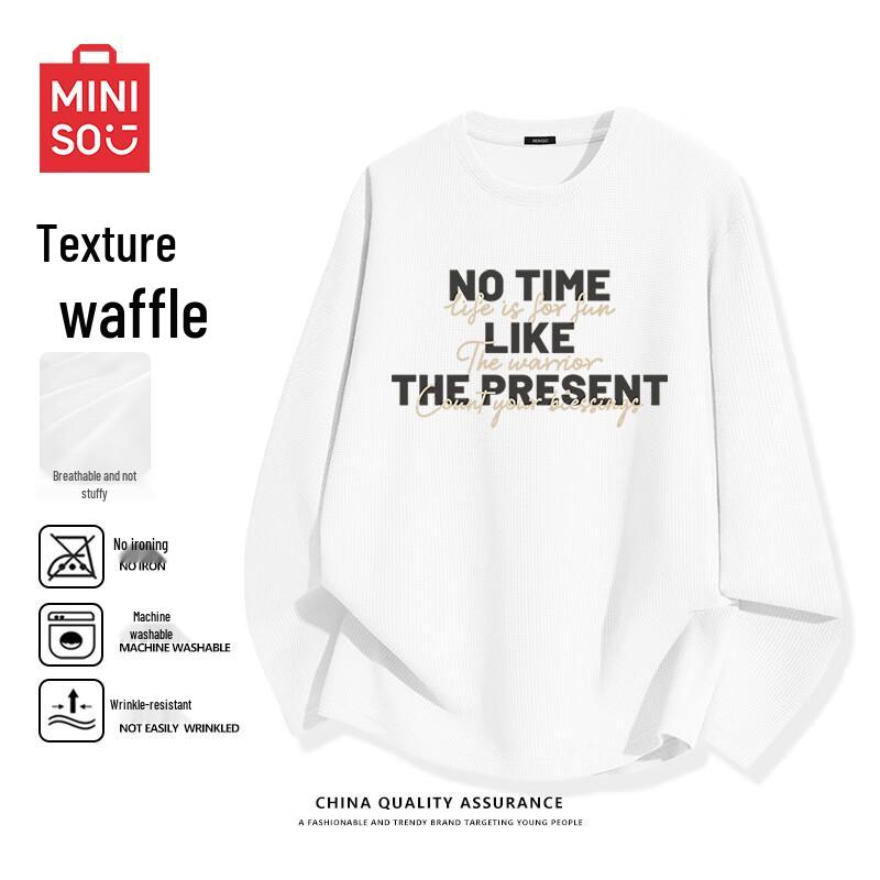 MINISO Men s Waffle Knit Long Sleeve T-Shirt XL