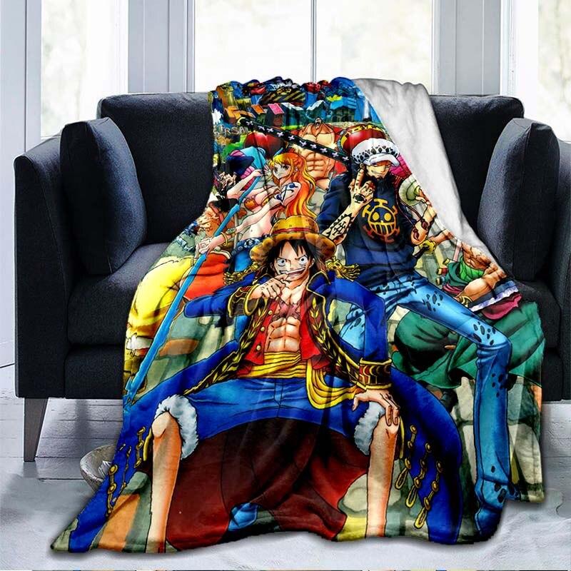 Anime One Piece 3D-gedruckte Flanelldecke, Couch-Bettbezug, Reise-Kind-Bettwäsche, Plüsch-Überwurf, Flanelldecke