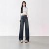 Retro Blue Straight-leg Jeans for Women, New High-waisted, Large-size Loose and Thin Pear-shaped Wide-leg Straight-leg Pants.