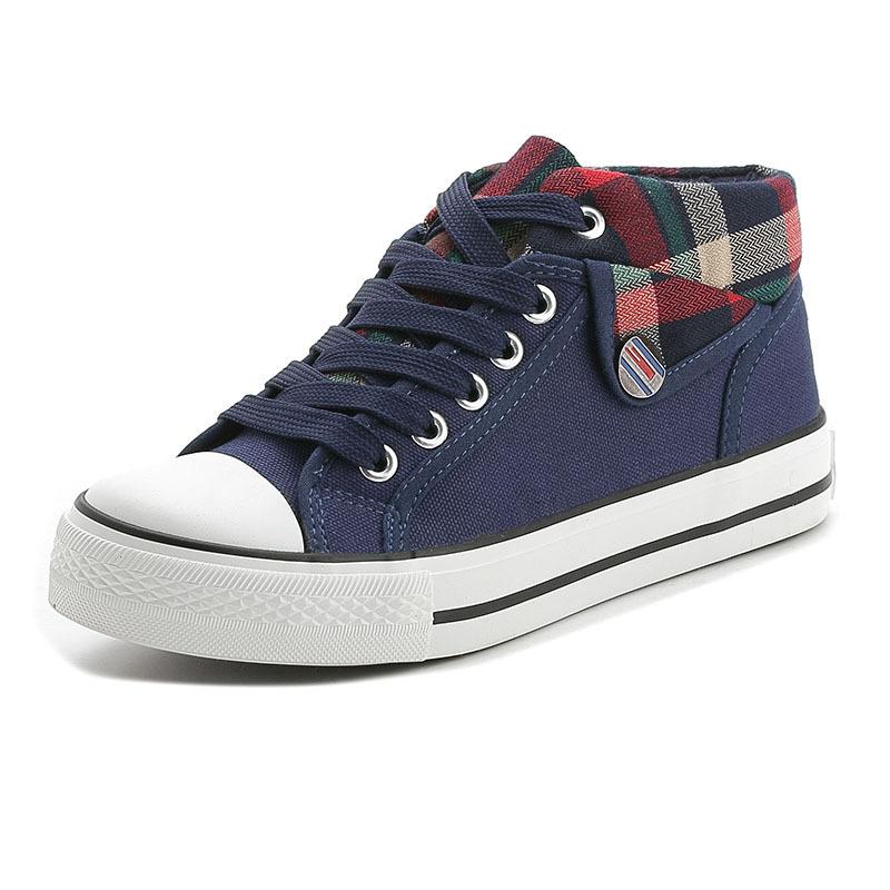Women's Canvas Shoes Street Fashion Plaid Stitching Casual Flat Walking Shoes Designer Vulcanized Shoes