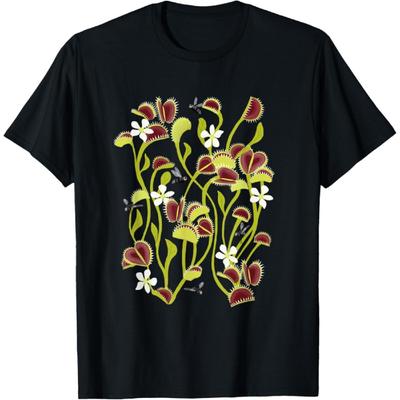 Venus Flytraps with Flowers and Flies T-Shirt