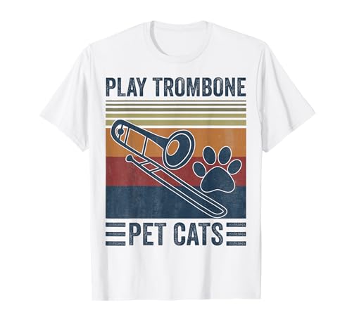 Funny cat lover and trombonist - T-shirt featuring pet cat playing the trombone