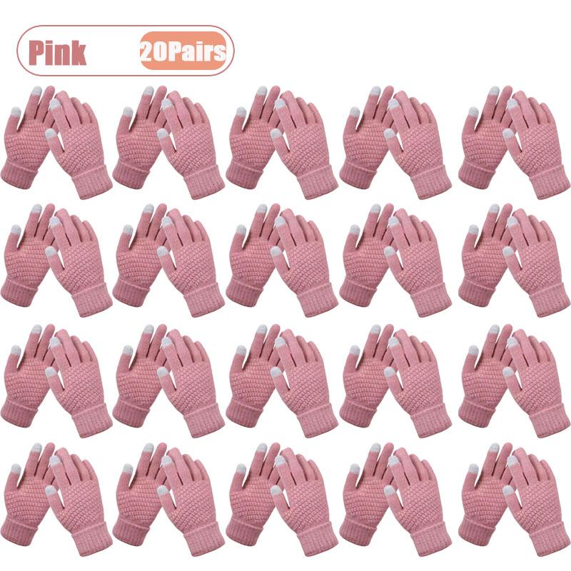 1-20Pairs Touchscreen Winter Gloves with Pineapple Design Fleece Lined Thick Warm Gloves for Students Cycling and Cold Weather