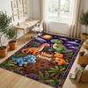 Dinosaur Theme Crystal Velvet Rug Personalized Custom Name Text Soft Floor Mat Home Decor