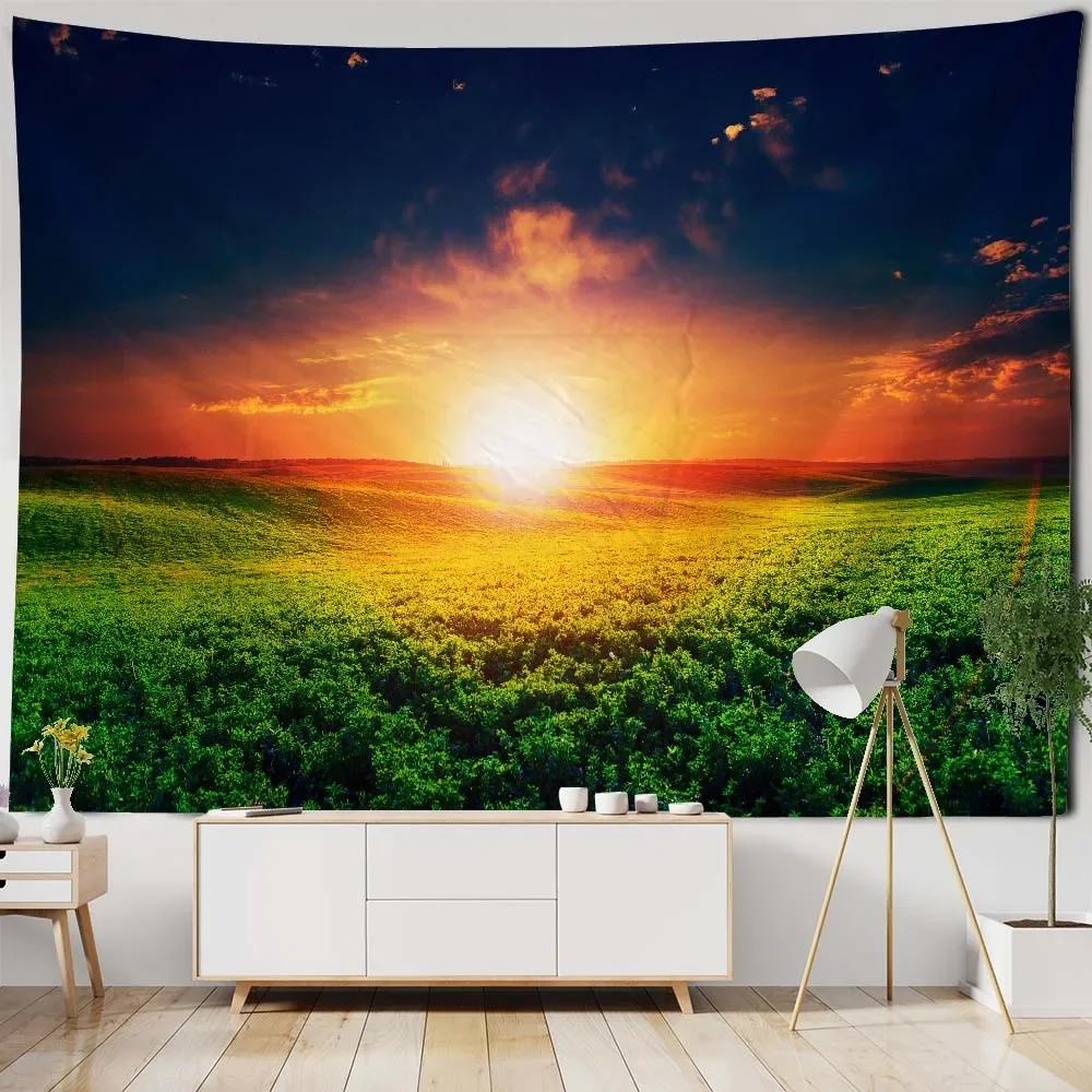 Beautiful Natural Landscape Large Tapestry Forest Waterfall Bohemian Wall Art Decoration Blanket Home Background Cloth Bedspread