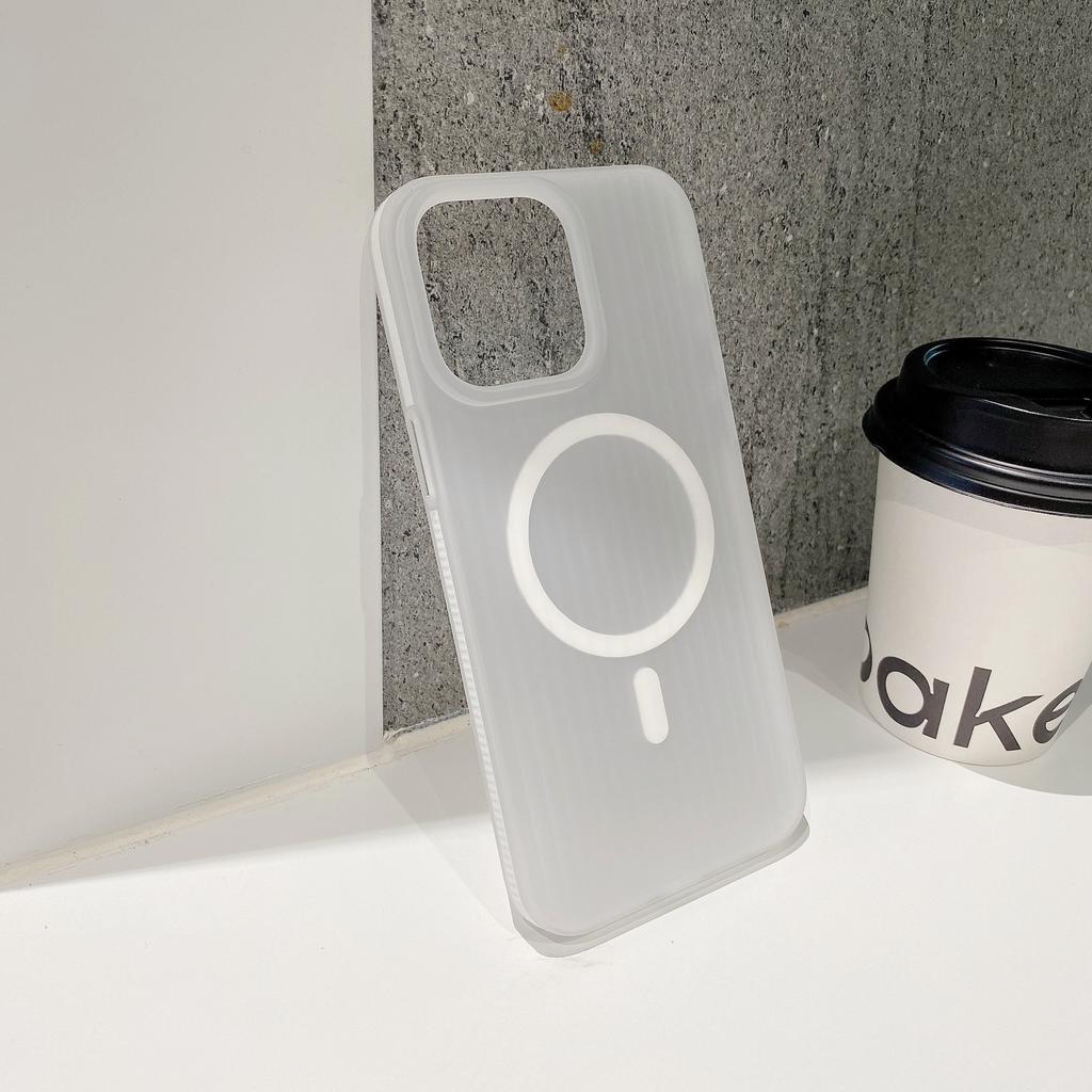 Applicable To Apple 16 High-end Mobile Phone Case Corrugated Grating Magnetic Contrast Color Non-slip PC Case IPhone 15 Full Package