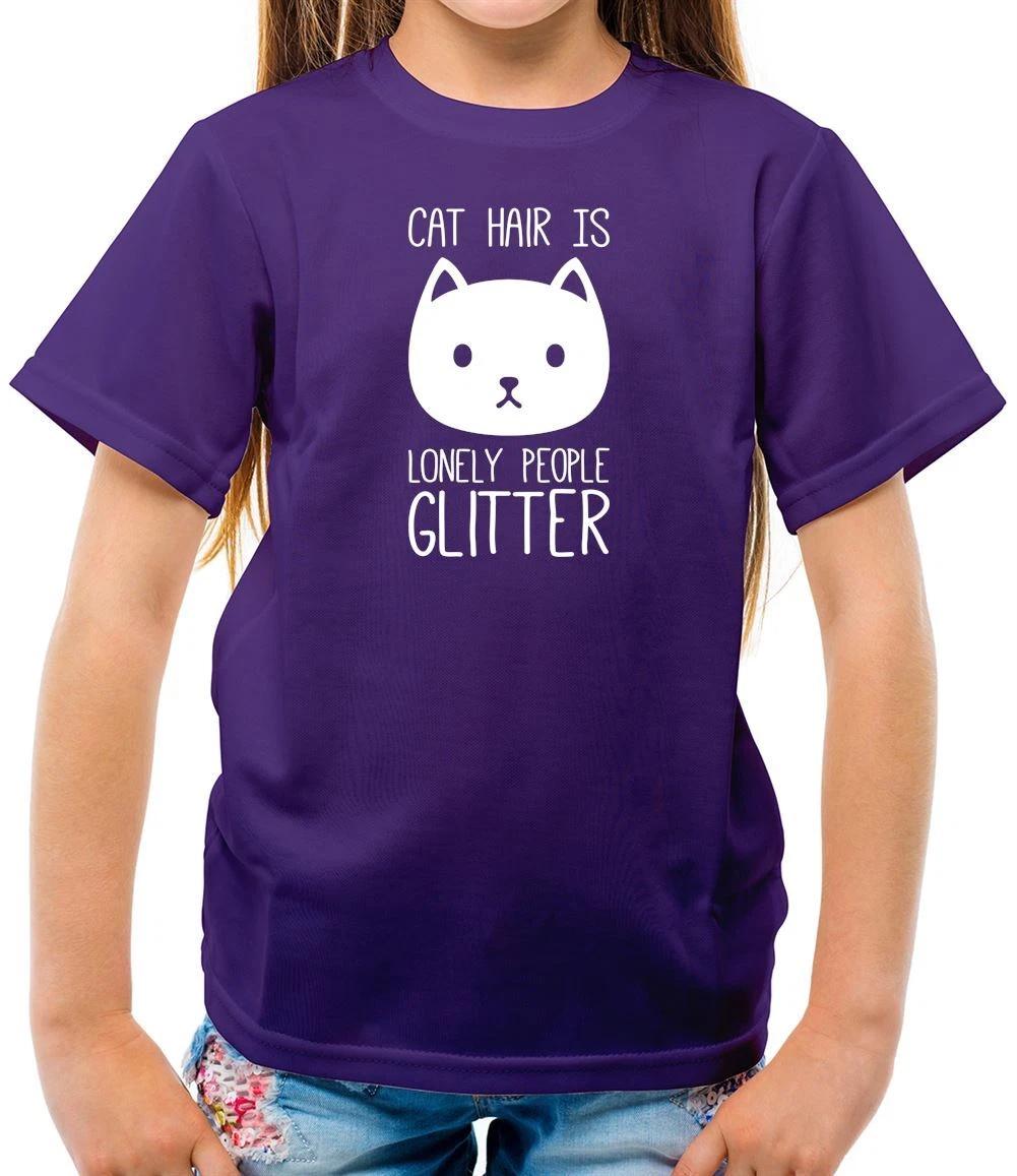 Cat Hair Is Lonely People Glitter - Kids T-Shirt - Cats Funny Love Pet Pets 120