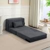 Floor Sofa, Upholstered Couch, Convertible Into Mattress, Foam, Cushion, Dark Grey