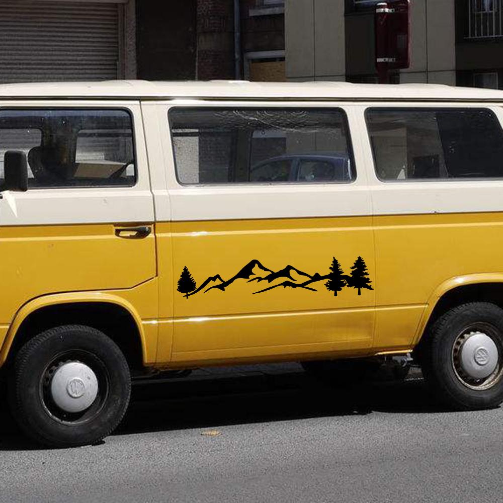 1Pc Tree Mountain Car Decor PET Sticker Waterproof Auto Decal For SUV RV Camper Offroad