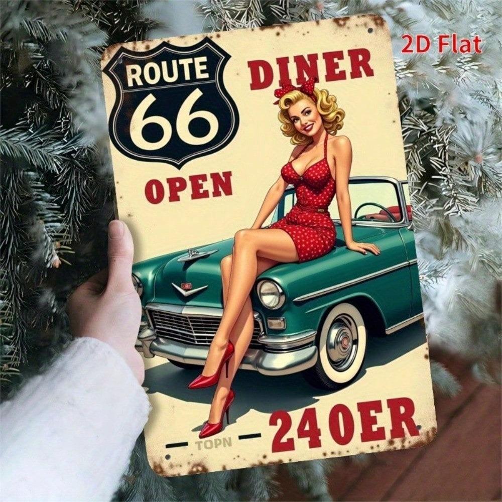 Vintage Americana Klassisk Bil Diner Metallplåt Väggskylt Garage Bar Dekor