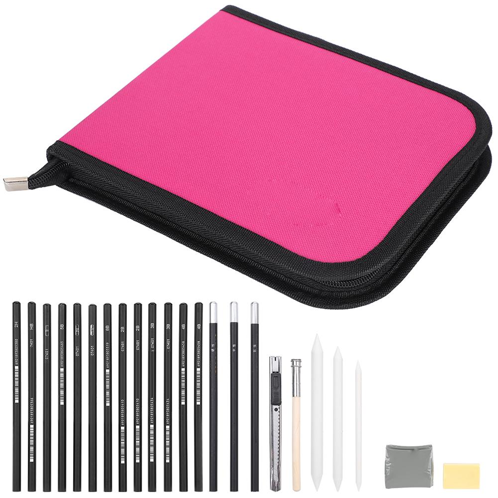 Sketch Pencil Set for Art Students Painting Artist Kit with Eraser Zippered Carrying Case