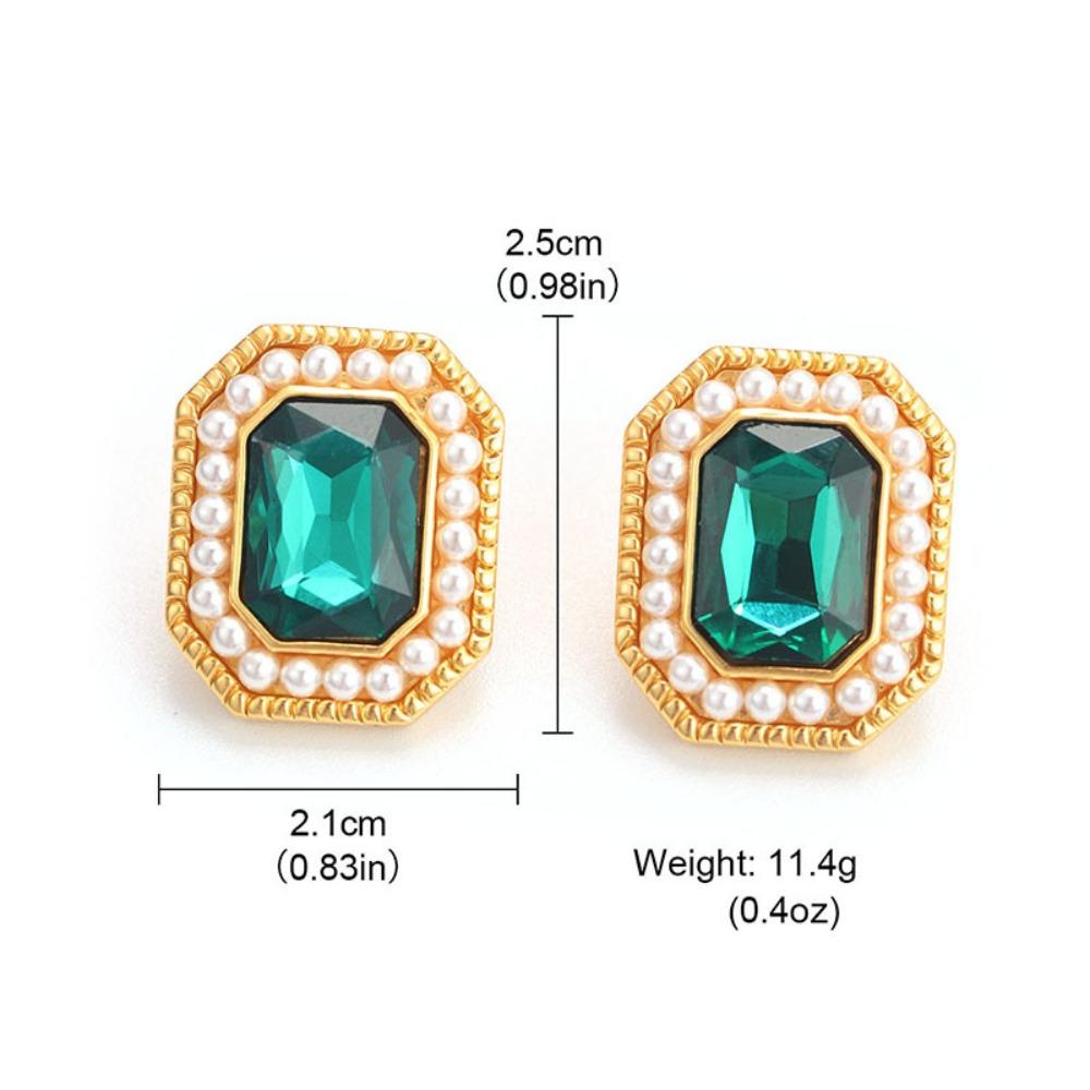 Винтажные литерно-художественные серьги-гвоздики со стразами, простой ретро-элегантный многоугольник с бриллиантовыми ушками, серьги-гвоздики с жемчугом для commuters, женские