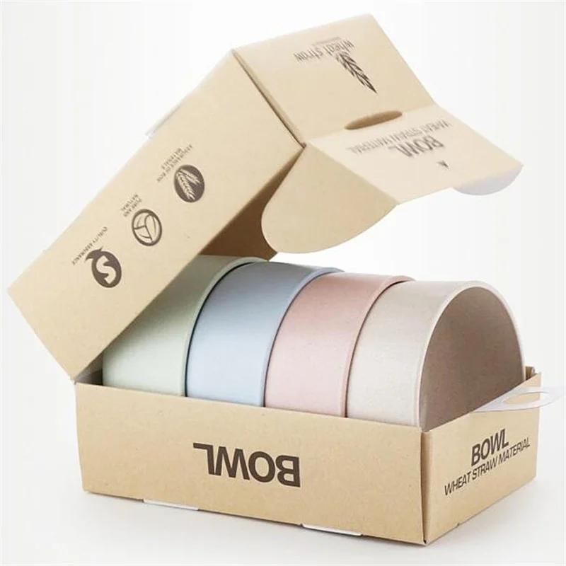 Weizenstroh Anti-Fall Schüssel Abendessenschüssel Bambusfaser Unterteilte Essschüssel Cartoon Snacktablett Frühstücksgeschirr Küchengeschirr