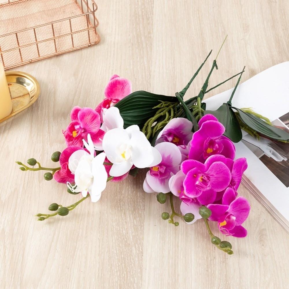 Silk Flower Simulation Butterfly Orchid Real Touch Photography Props Artificial Phalaenopsis Bouquet 4/12 Heads Home Decor
