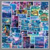 50 Sheets Japanese Anime Night View Outdoor Scenery Stickers - Waterproof, Decorative, Graffiti, Cartoon Style, for Planner Use