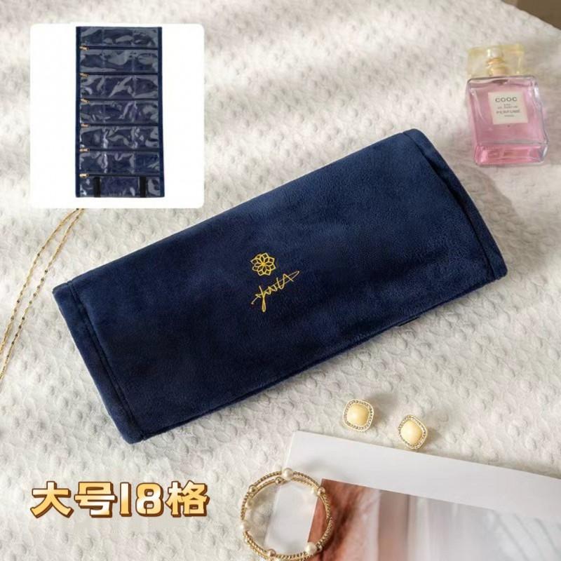 Plush Drawstring Jewelry Pouch Transparent Organizer Portable Bag Earrings Necklaces Bracelets