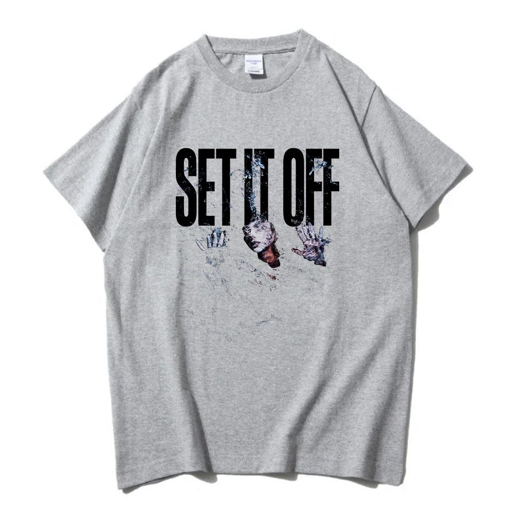 SET IT OFF Rock Band T-shirt Fashion Short Sleeve Male Tshirts Unisex Streetwear Casual Cotton Loose Male Tee-shirt Graphic Tees