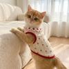 Ruffled Collar Cat Strawberry Vest Cherry Pattern Pet T-shirt Dogs Short Sleeve  Summer Spring