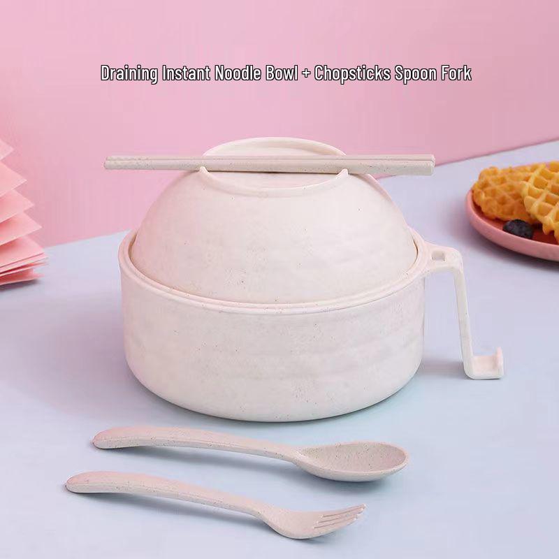 Microwavable Instant Noodle Bowl with Lid for Students