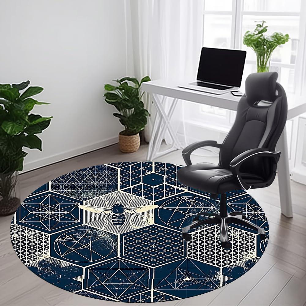 1pc Bee Honeycomb Office Round Area Rug, Indoor Mat Suitable ForOffice, Under Office Chairs Bedroom Living Room Home Decor, Room Deco D120
