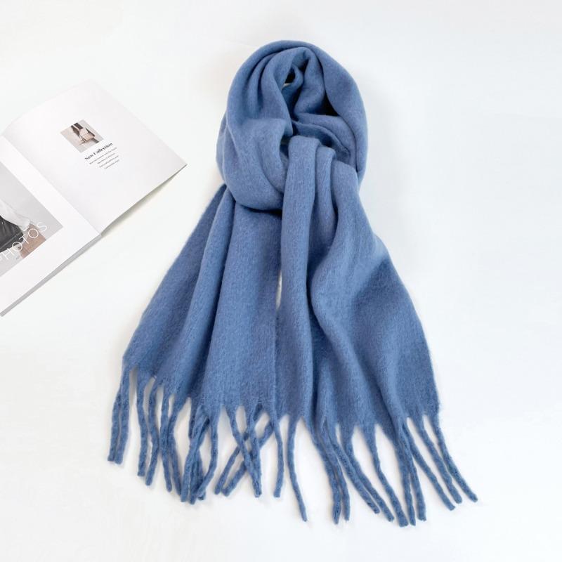 Autumn and winter new hippocampus hair scarf women's versatile high-end wear green scarf solid color shawl