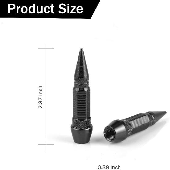 SINGARO 60mm Spiked Valve Caps,Aluminum Alloy Dustproof and Waterproof Tire Valve Stem Caps, Suitable for Cars, Trucks and Motorcycles (4PCS Black)