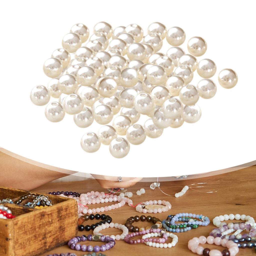 100Pcs Beads with Hole Loose Arts White Threading Spacer for Bangle Tiara Earring