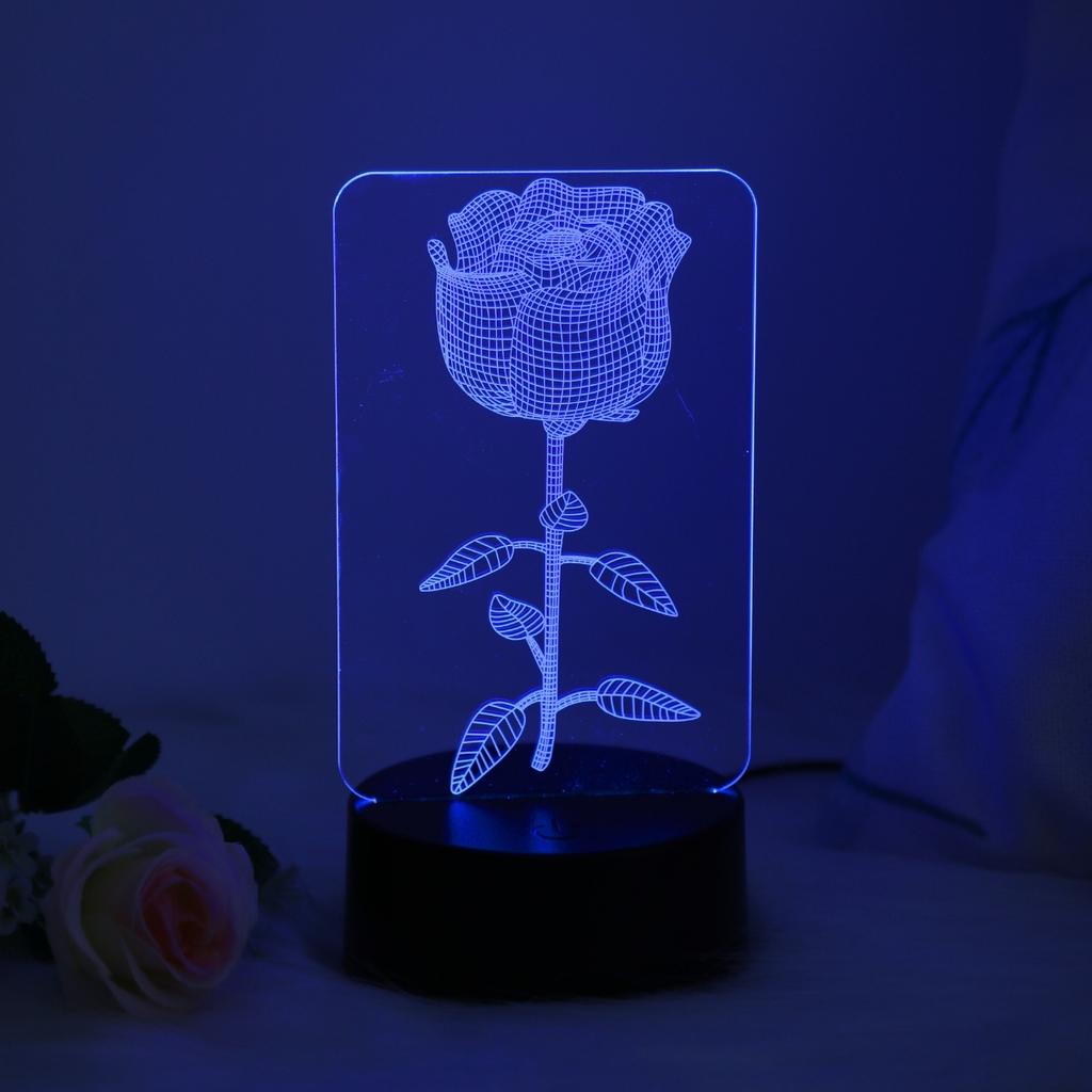 3D rose illusion night light, USB powered perfect birthday and holiday gift, bedroom desktop decoration night light