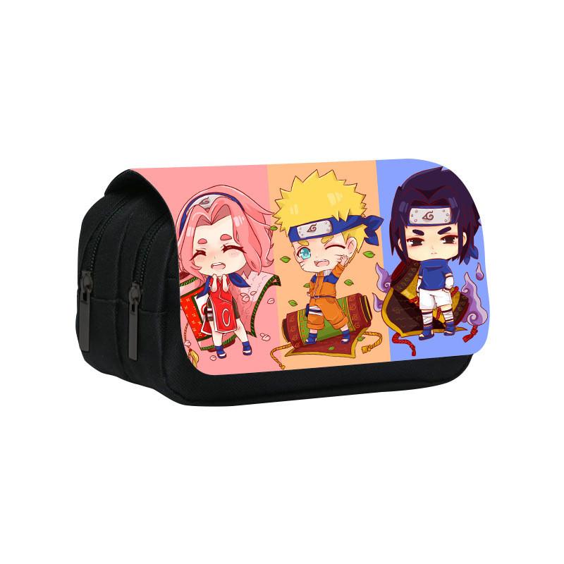 Naruto Shinobi Printed Twin Compartment Pen Pouch With Waterresistant Nylon For Students