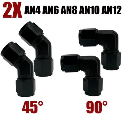 2X 4AN 6AN 8AN 10AN 12AN Female Thread To Hose End Pipe Adapters for Braided Line 45 90 Degree Swivel Elbow Hose Fittings Black