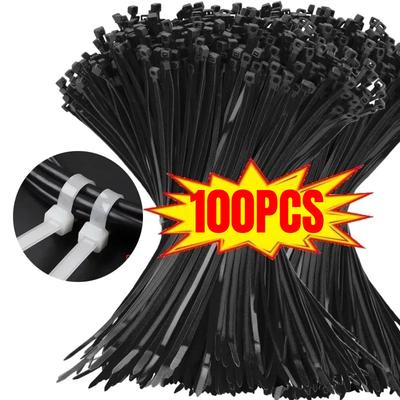 100 Pezzi fascetta di bloccaggio in plastica rilsan Fascette per cavi morsetti per plastica serra fascette in plastica autobloccanti cinture a collare in plastica
