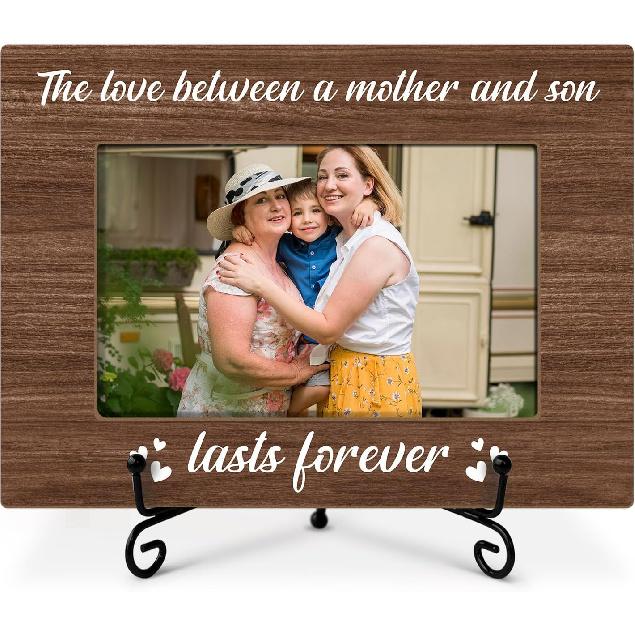 Mom Picture Frame - The Love Between A Mother And Son, Photo Frame For Mother, Wood Picture Frame, Birthday Gifts For Mama Mom, 4x6 Picture Frame