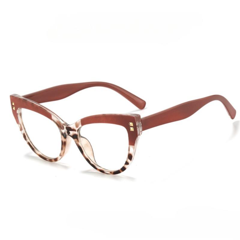 Fashion Rivet Anti-blue Light Cat Eye Reading Presbyopia Glasses Women Oversized FULL Frame Trendy Far Sight Eyeglasses
