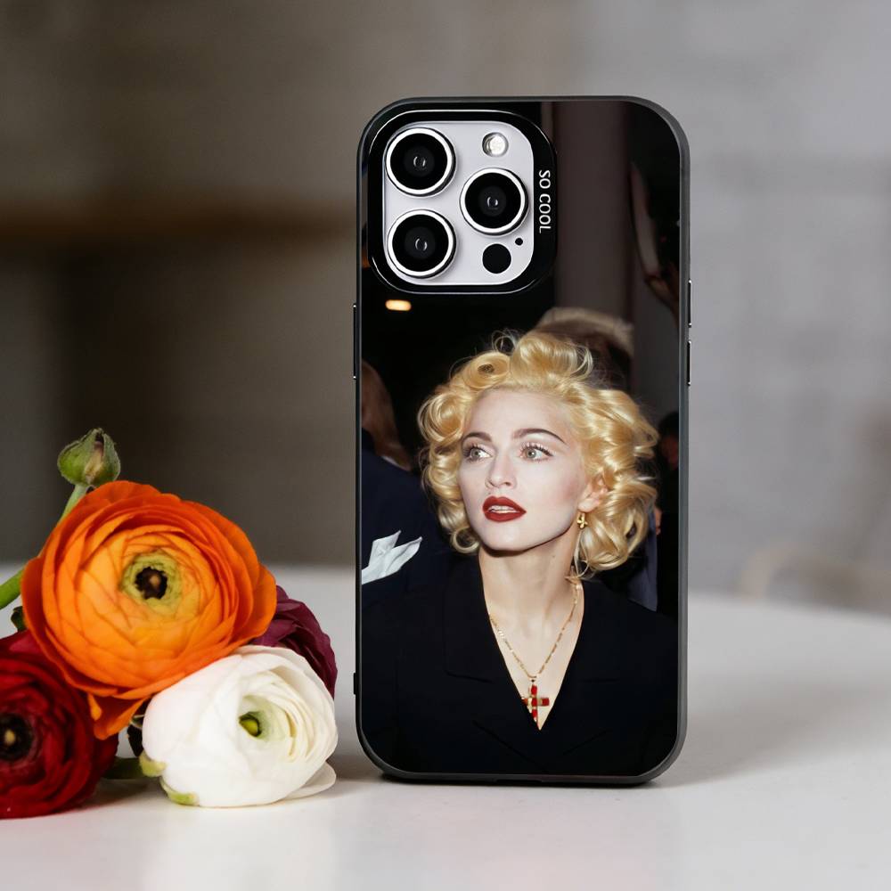 Singer M-Madonna Phone Case For iPhone 17,16,15,14,13,12,11 Plus,Pro Max,XS,Colored Silver Plated Inside Cover iPhone12PRO