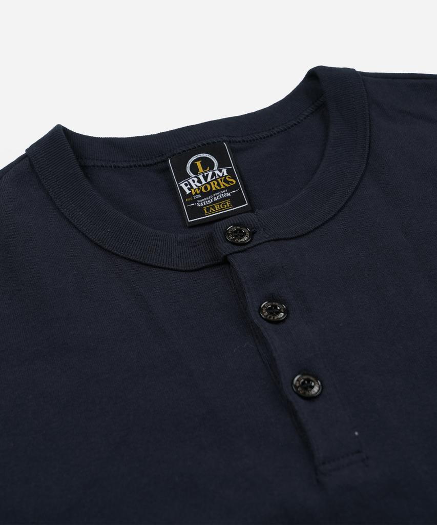 FRIZMWORKS 10S Solid Henley Neck Tee _ Navy