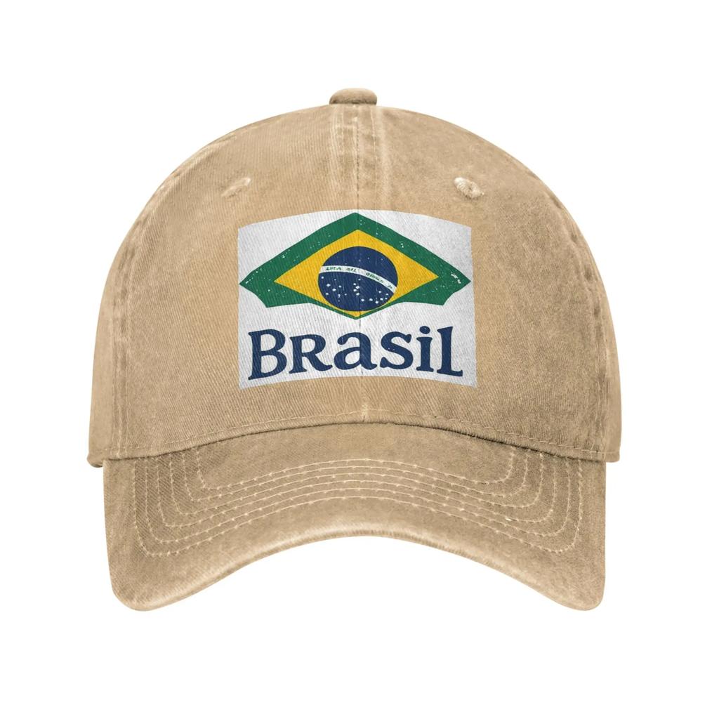 Brazil Flag Washed Denim Cap Casual Baseball Caps Adjustable Hat Summer Unisex Baseball Hats