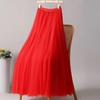 Women Spring Summer Solid Color Gauze Skirts Female High Waist Square Dance Skirt Ladies Long Loose A-line Skirts