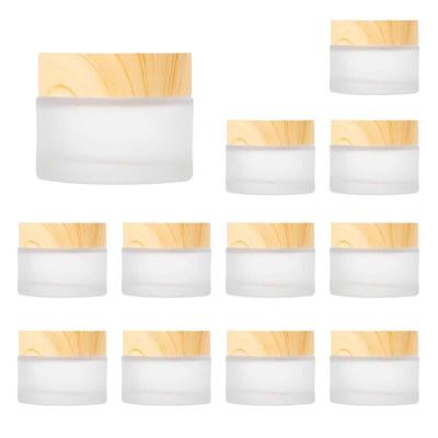 YQWIN Glass Refillable Bottles, Set of 12, 30g Capacity, Frosted Glass, Round, Light-Proof, Hand Cream, Cosmetics, Travel Supplies, with Inner Lids