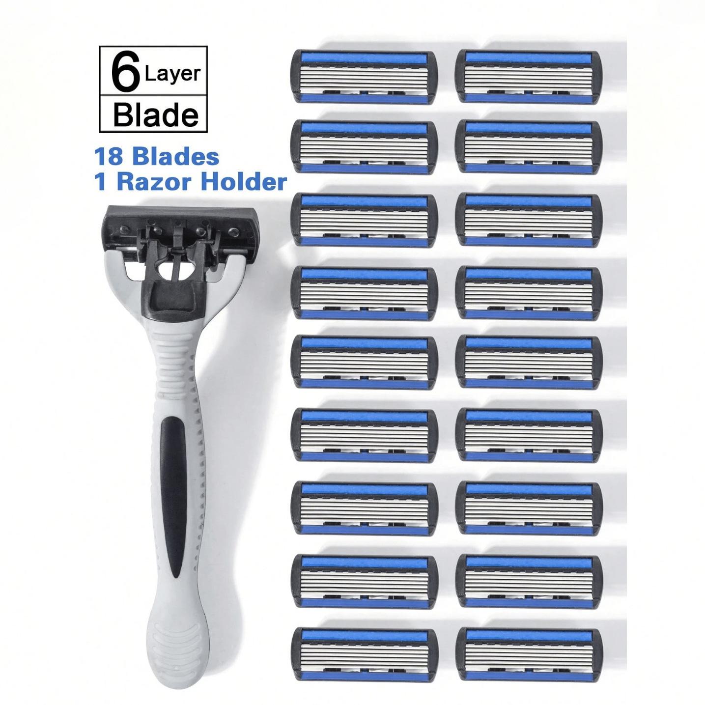

Мужская ручная бритва 6-слойная из нержавеющей стали для удаления волос Сменные лезвия Бритвенная головка
