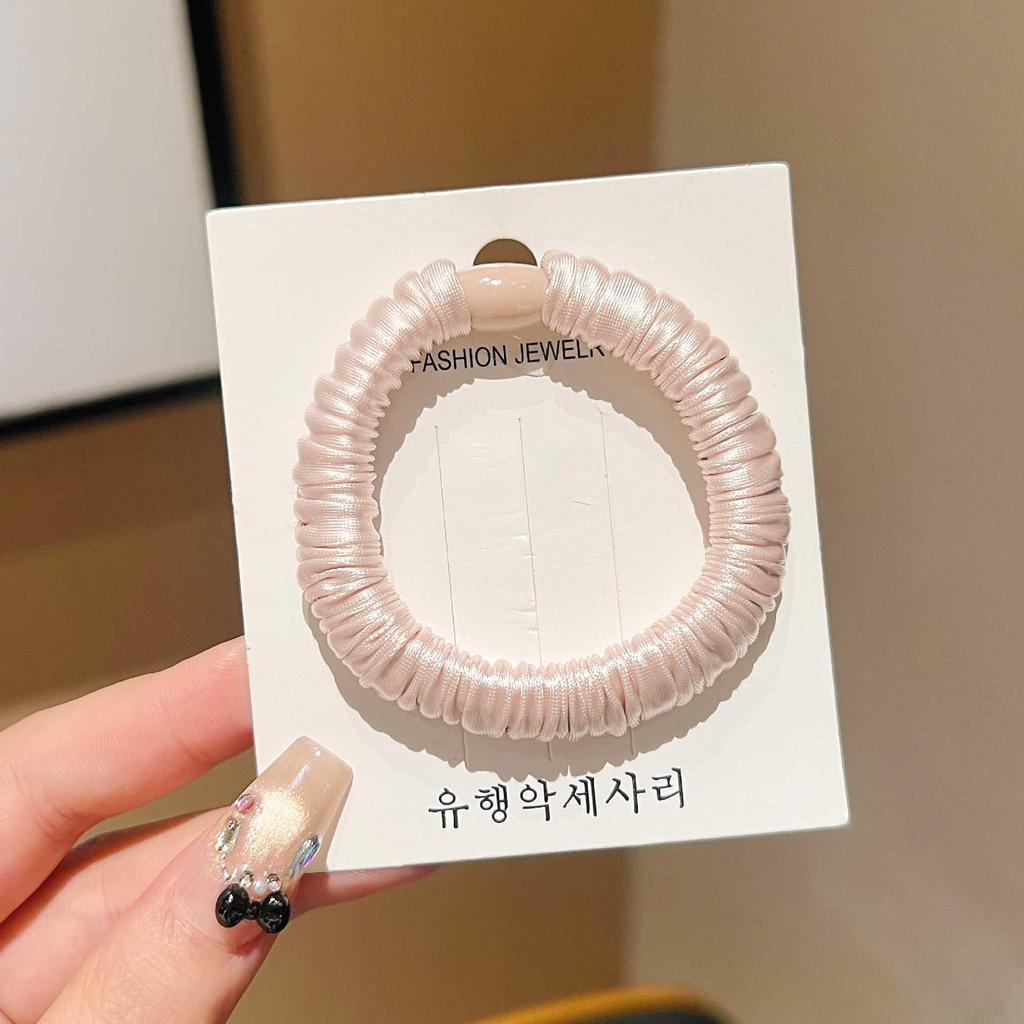 Premium Korean Style Ice Silk Pleated Hair Tie - Elastic Soft Ring for Simple Ponytails