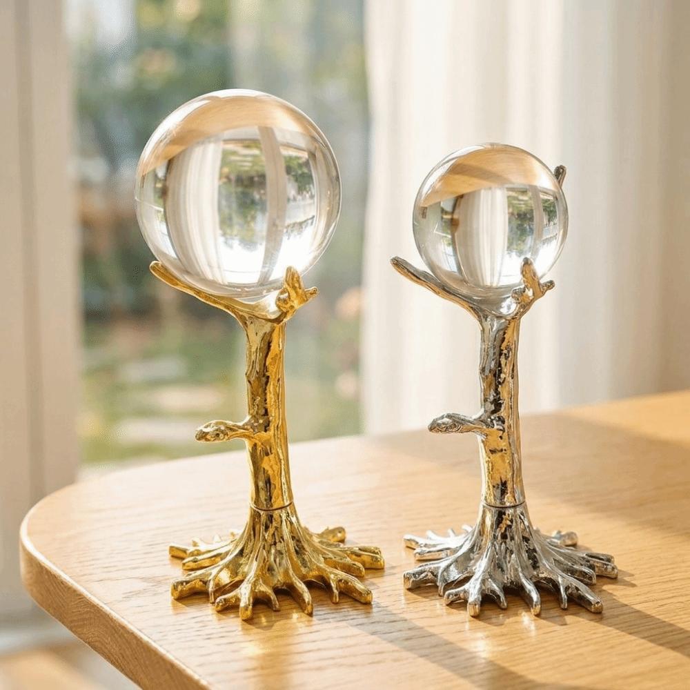 Gold/Sliver Tree Shape Crystal Ball Stand Electroplating Crystal Ball Display Stand  Office