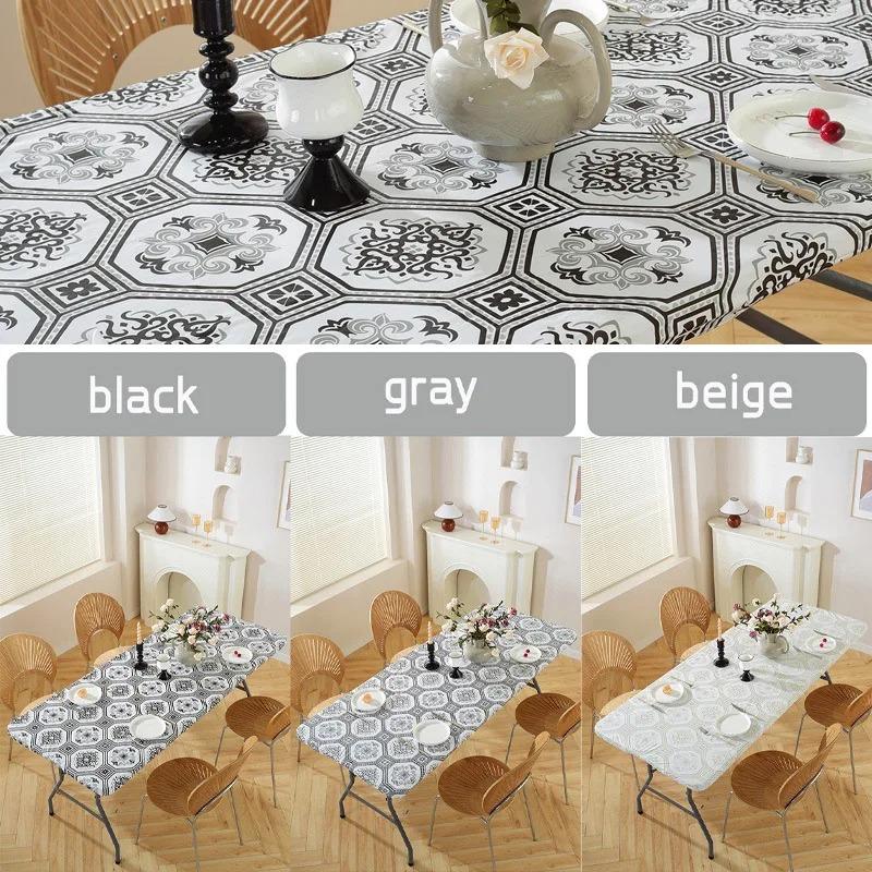 1pc Rectangle Vinyl Picnic Table Cloth Waterproof Elastic Fitted Table Covers Outdoor Table Cover for Camping Dining Indoor