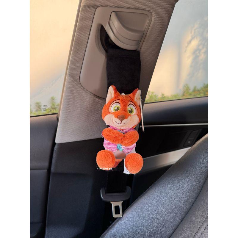

Authentic Zootopia 2 Judy Nick Fox Car Seatbelt Shoulder Pad Nibos Car Accessories Anti-Neck Strangling [Model C Nick] Black Shoulder Pads