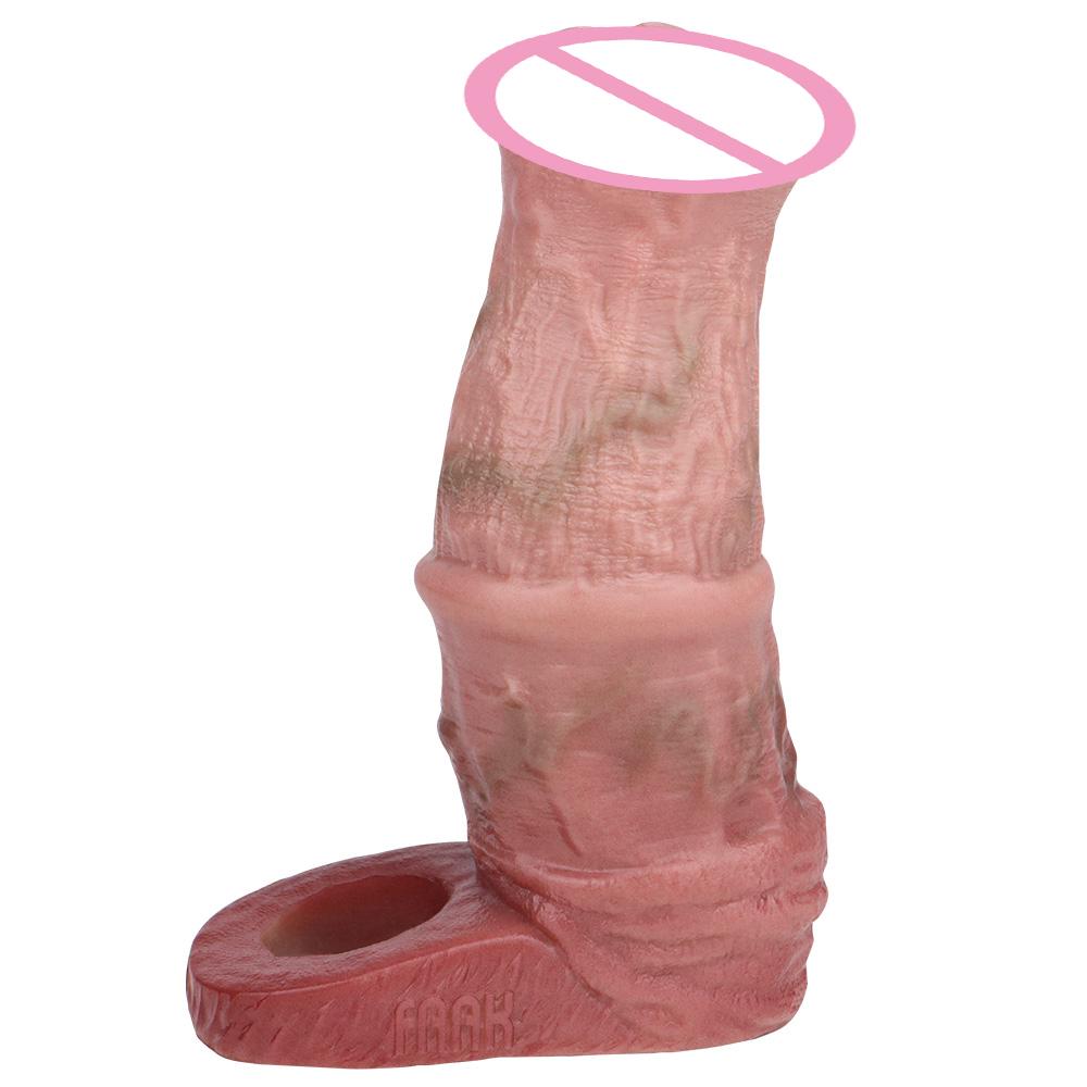 Wearable Realistic Male Penis Sleeve for Man Cock Sex Toys Artificial Penis Enlarge Condom Penis Extender Lock Sperm Condom